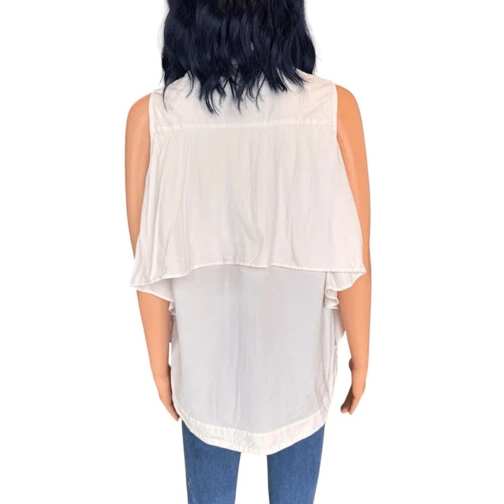 Peter Som sz 4 Women’s White Sleeveless Cotton Blend Collared Blouse MSRP $290 - Picture 2 of 9